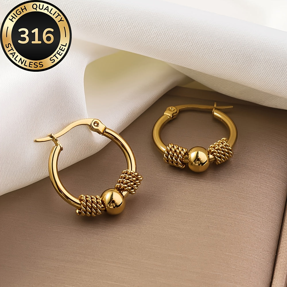 Twist Knot Gold Hoops – 316 Stainless Steel Elegant Everyday Earrings