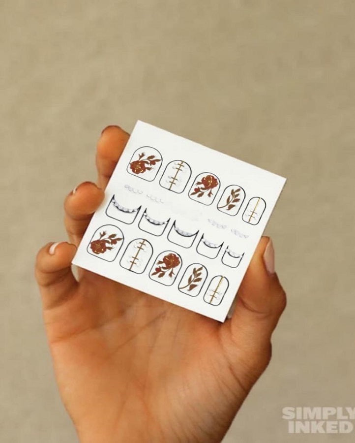 Minimalist Leaf n Flower Nail Art Sticker