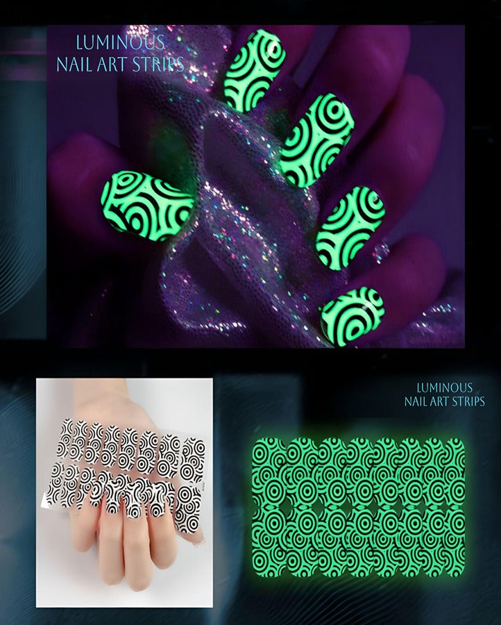 Glow In The Dark Circle Print Nail Art Strips