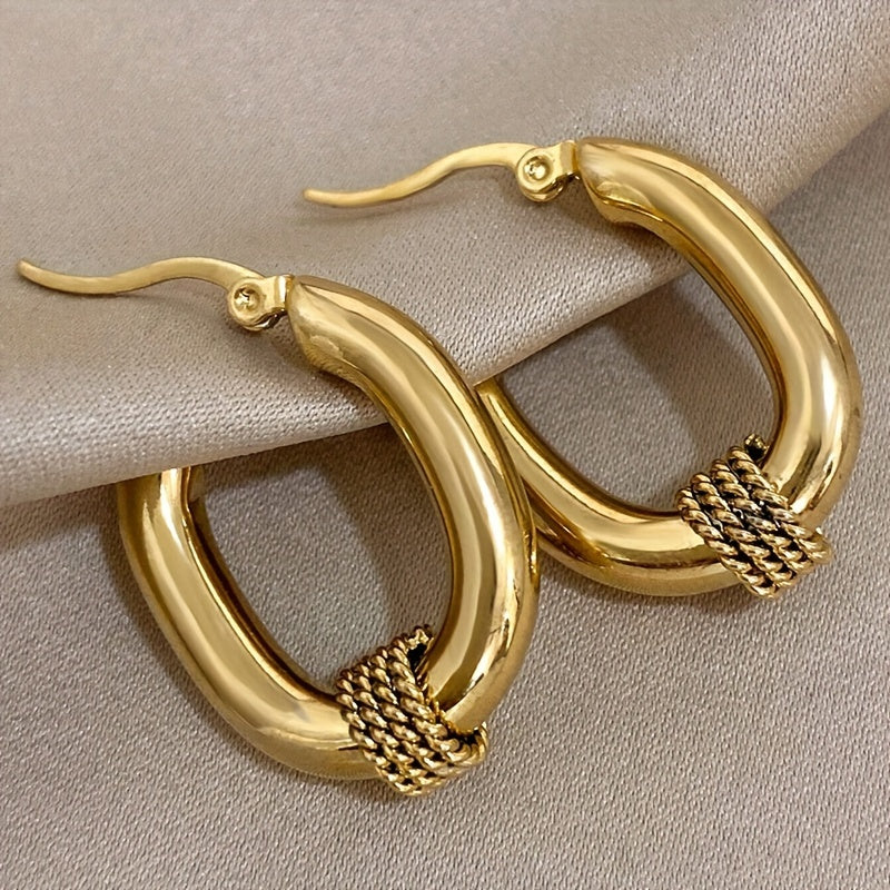 Golden Curve Rope Hoops – Luxe Bold Gold-Plated Statement Earrings