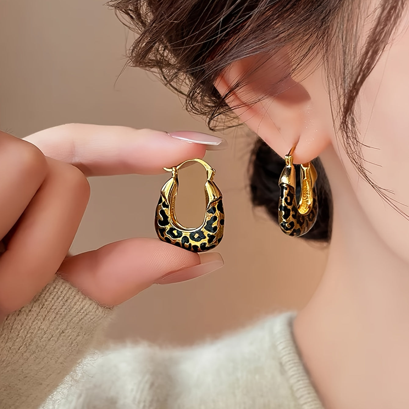 Wild Luxe Leopard Print Hoops – Bold Gold Enamel Statement Earrings