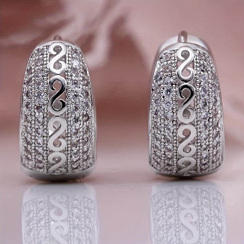 Silver Royale Crystal Hoop Earrings – Elegant Sparkling Party Wear Jewelry