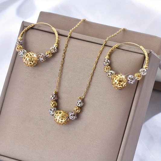 Golden Sphere Elegance Set – Necklace & Earrings Set