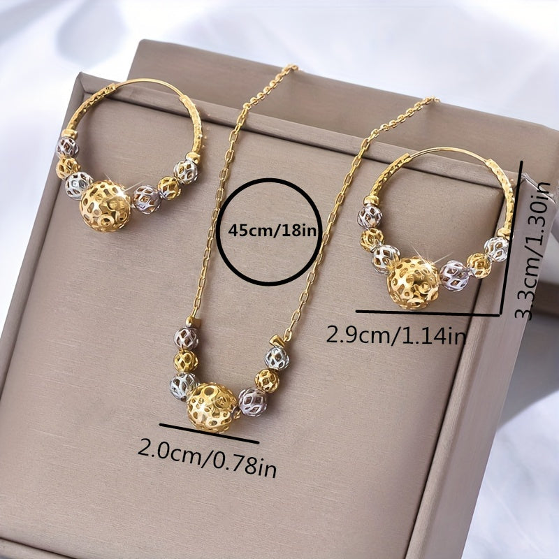 Golden Sphere Elegance Set – Necklace & Earrings Set