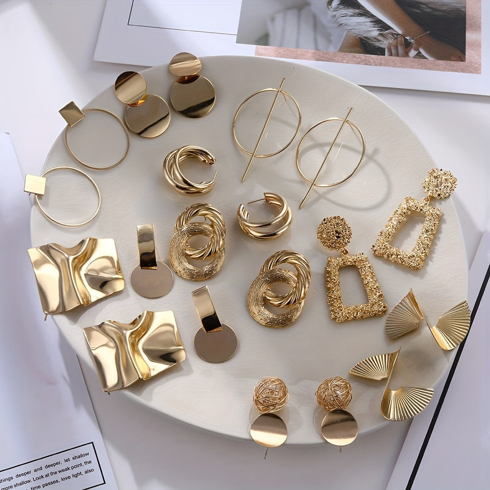 Golden Muse Collection – 10-Pair Designer Statement Earrings