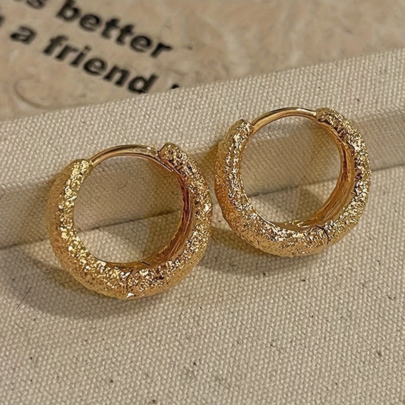 Golden Mirage Textured Hoops – Bold Matte Shine Statement Earrings