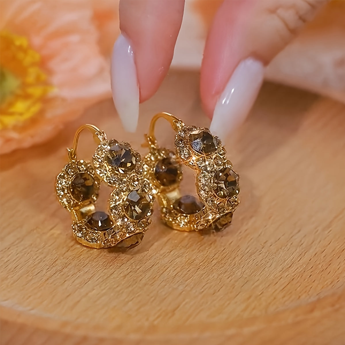 Midnight Luxe Crystal Hoops – Sparkling Gold Statement Earrings