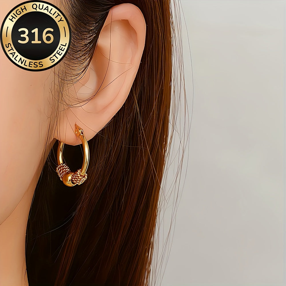 Twist Knot Gold Hoops – 316 Stainless Steel Elegant Everyday Earrings