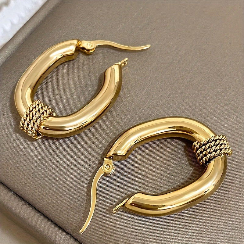 Golden Curve Rope Hoops – Luxe Bold Gold-Plated Statement Earrings