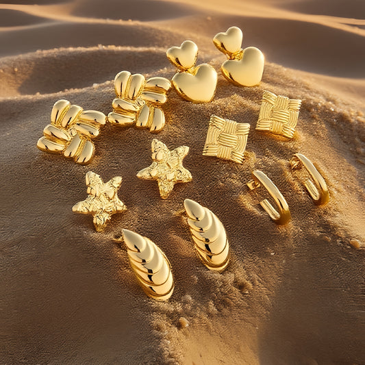 Golden Charm Statement Set – 6-in-1 Designer Earrings Collection