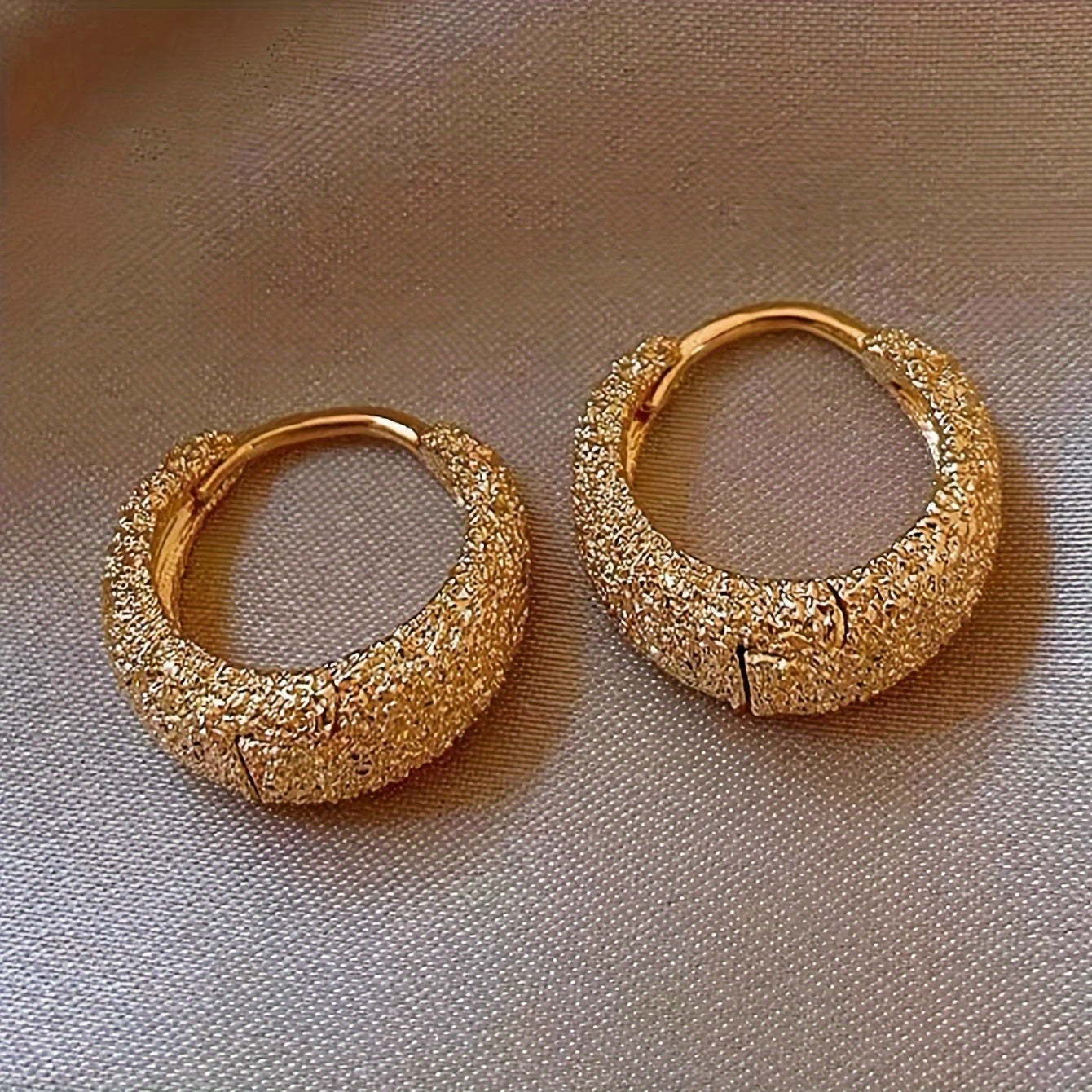 Golden Mirage Textured Hoops – Bold Matte Shine Statement Earrings