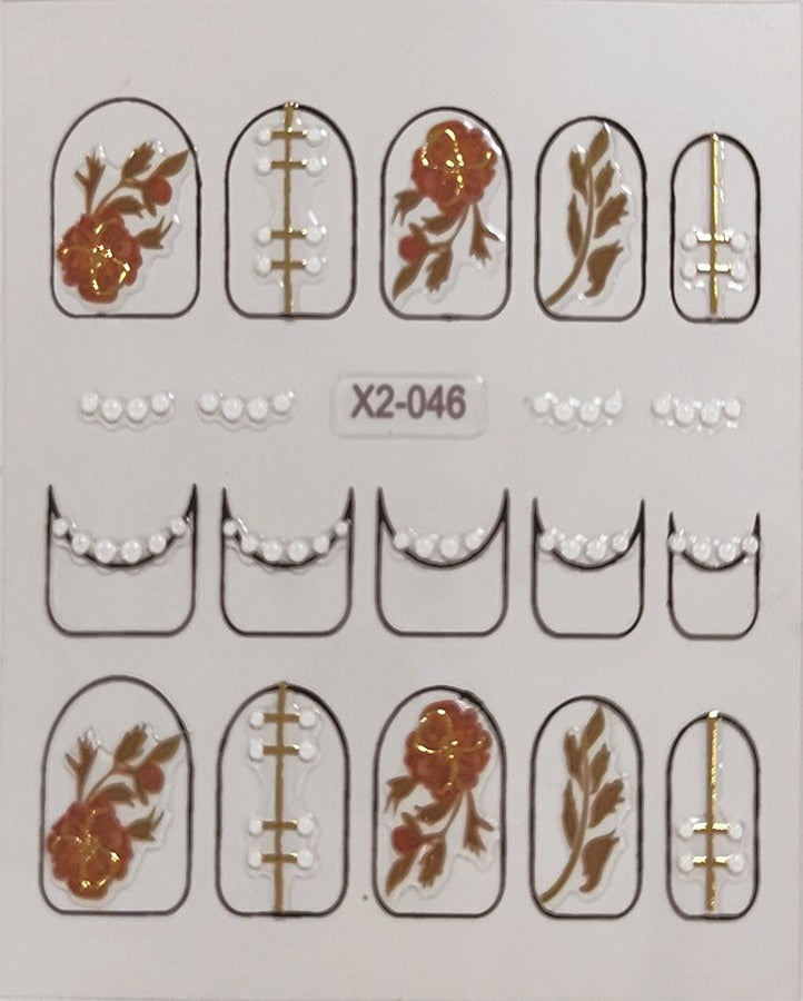 Minimalist Leaf n Flower Nail Art Sticker