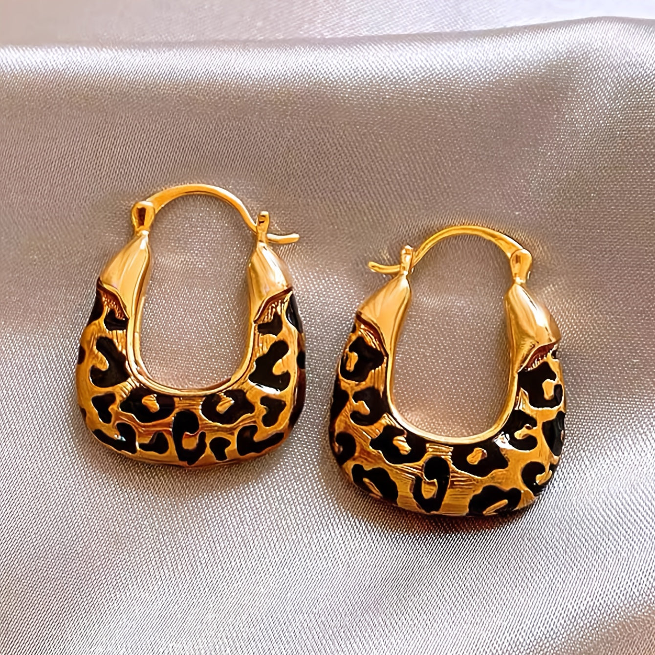 Wild Luxe Leopard Print Hoops – Bold Gold Enamel Statement Earrings