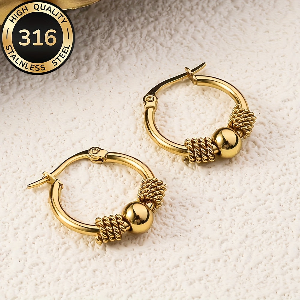 Twist Knot Gold Hoops – 316 Stainless Steel Elegant Everyday Earrings