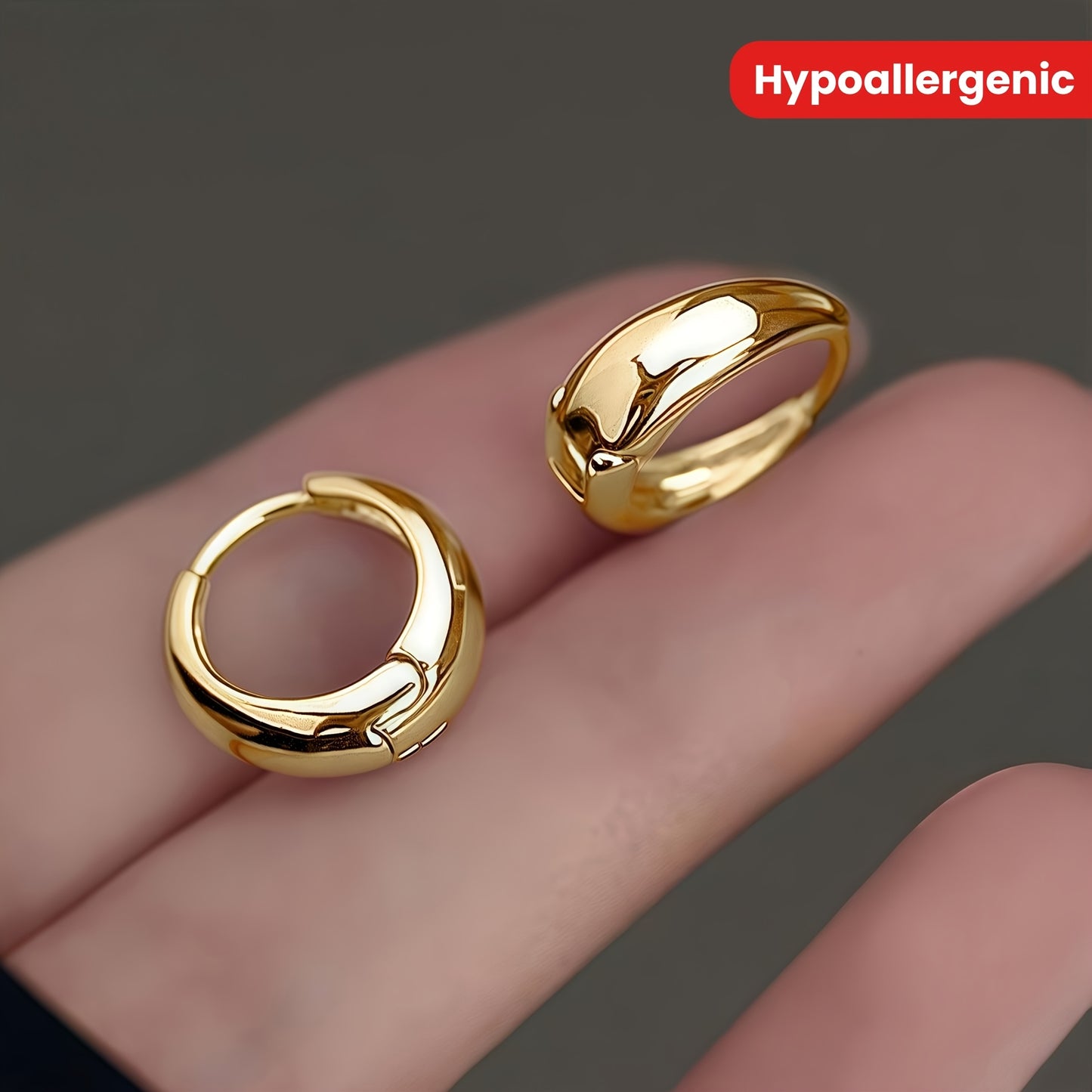 Golden Luxe Huggie Hoops –  Tarnish-free, Stainless Steel Mini Bold Earrings