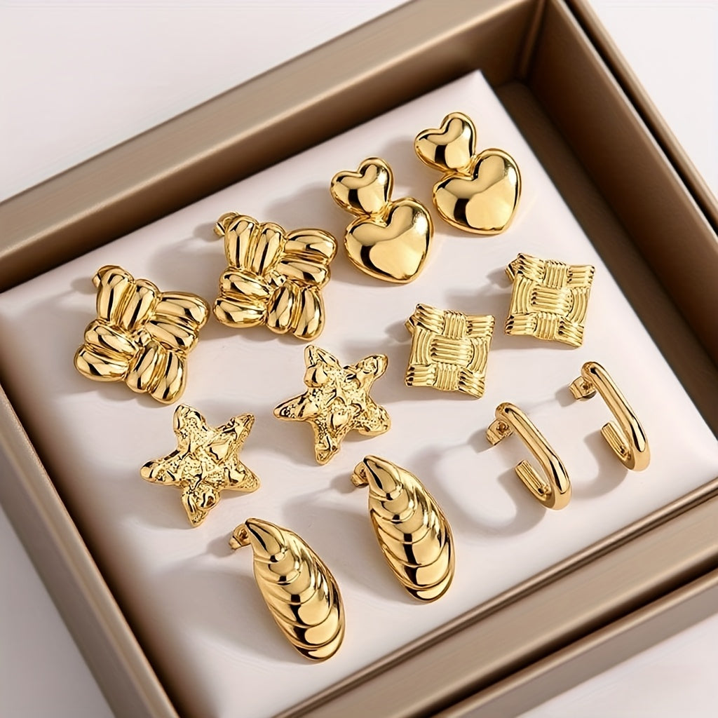 Golden Charm Statement Set – 6-in-1 Designer Earrings Collection