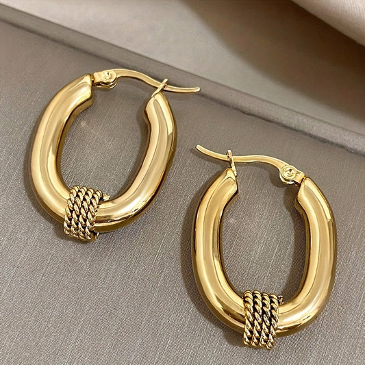 Golden Curve Rope Hoops – Luxe Bold Gold-Plated Statement Earrings