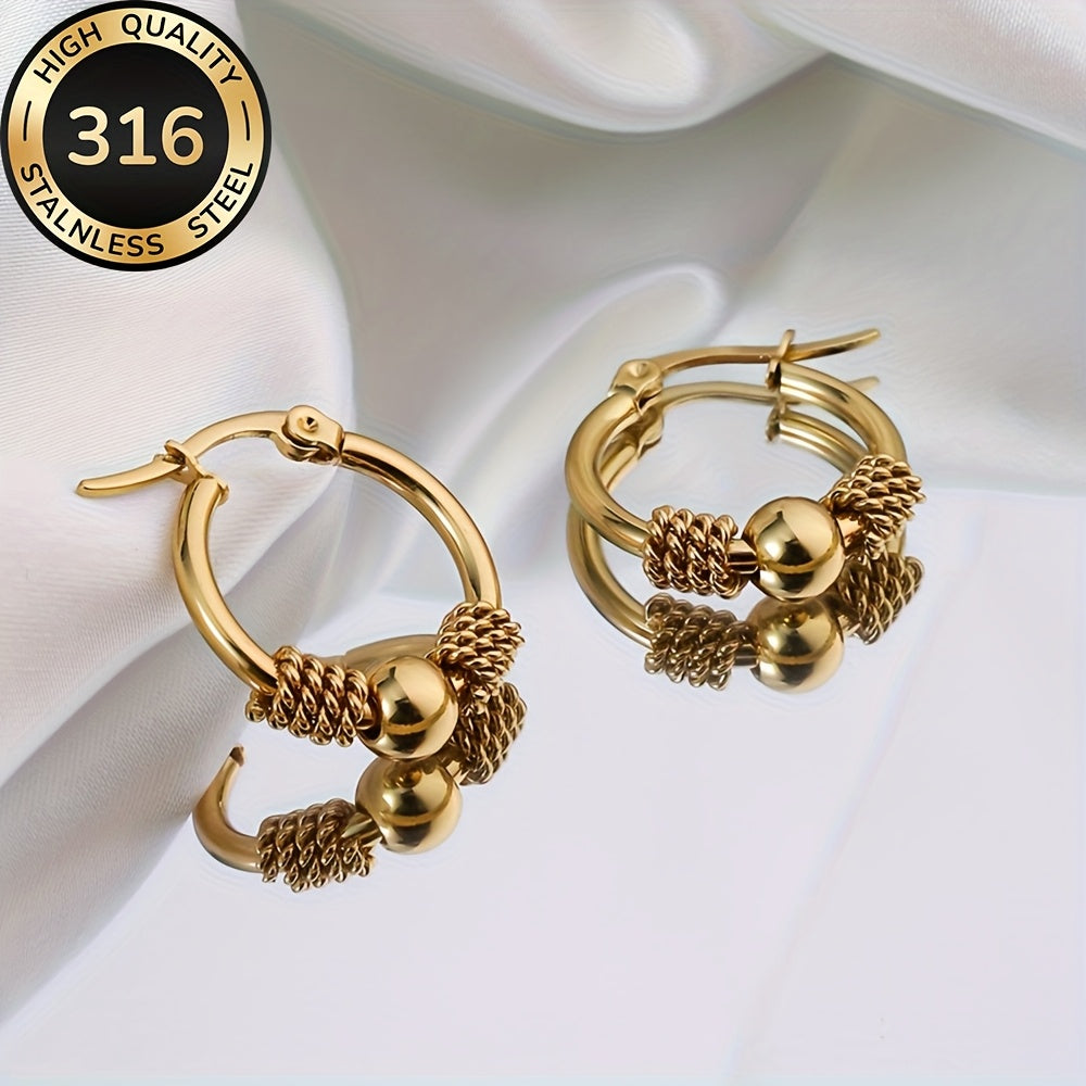 Twist Knot Gold Hoops – 316 Stainless Steel Elegant Everyday Earrings