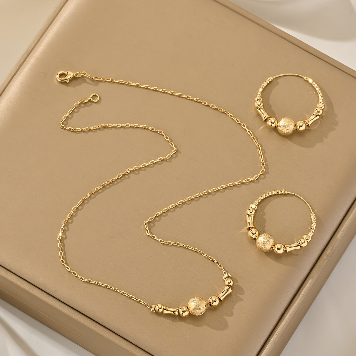 Golden Harmony Jewelry Set – Minimal Necklace & Hoop Earring Combo