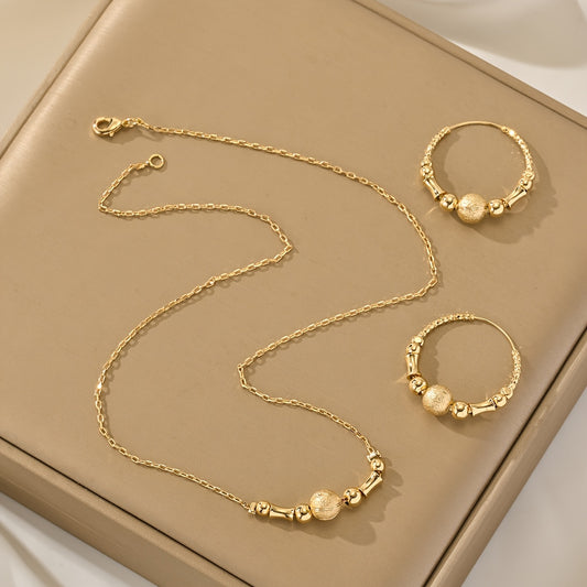 Golden Harmony Jewelry Set – Minimal Necklace & Hoop Earring Combo