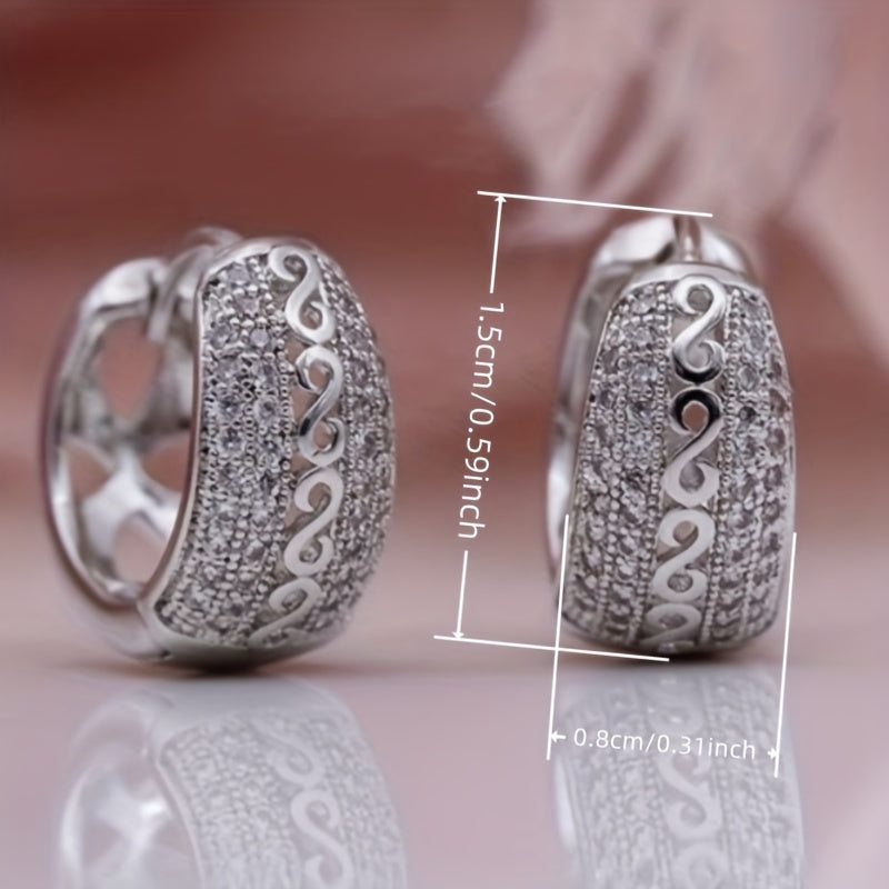 Silver Royale Crystal Hoop Earrings – Elegant Sparkling Party Wear Jewelry