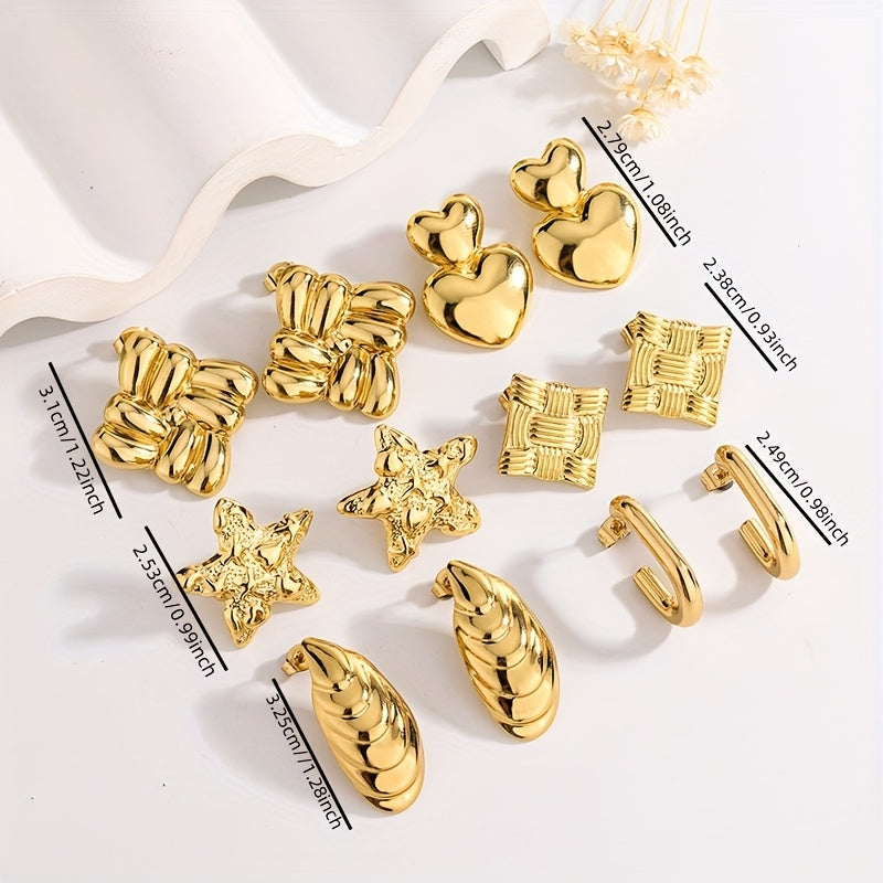 Golden Charm Statement Set – 6-in-1 Designer Earrings Collection
