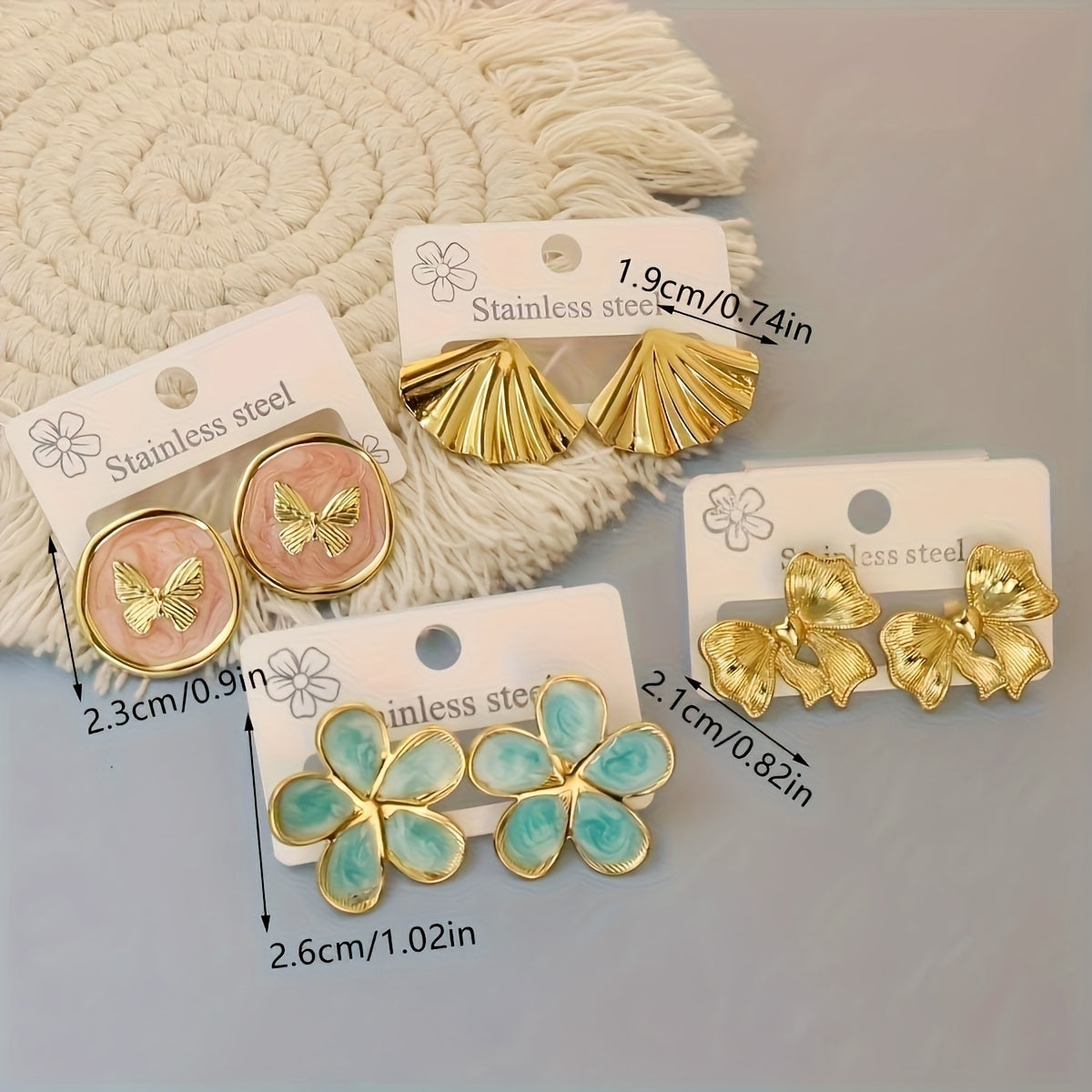 Golden Muse Statement Earring Set – 13 Pairs of Chic Floral & Butterfly Studs