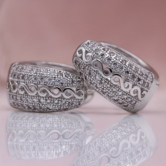 Silver Royale Crystal Hoop Earrings – Elegant Sparkling Party Wear Jewelry