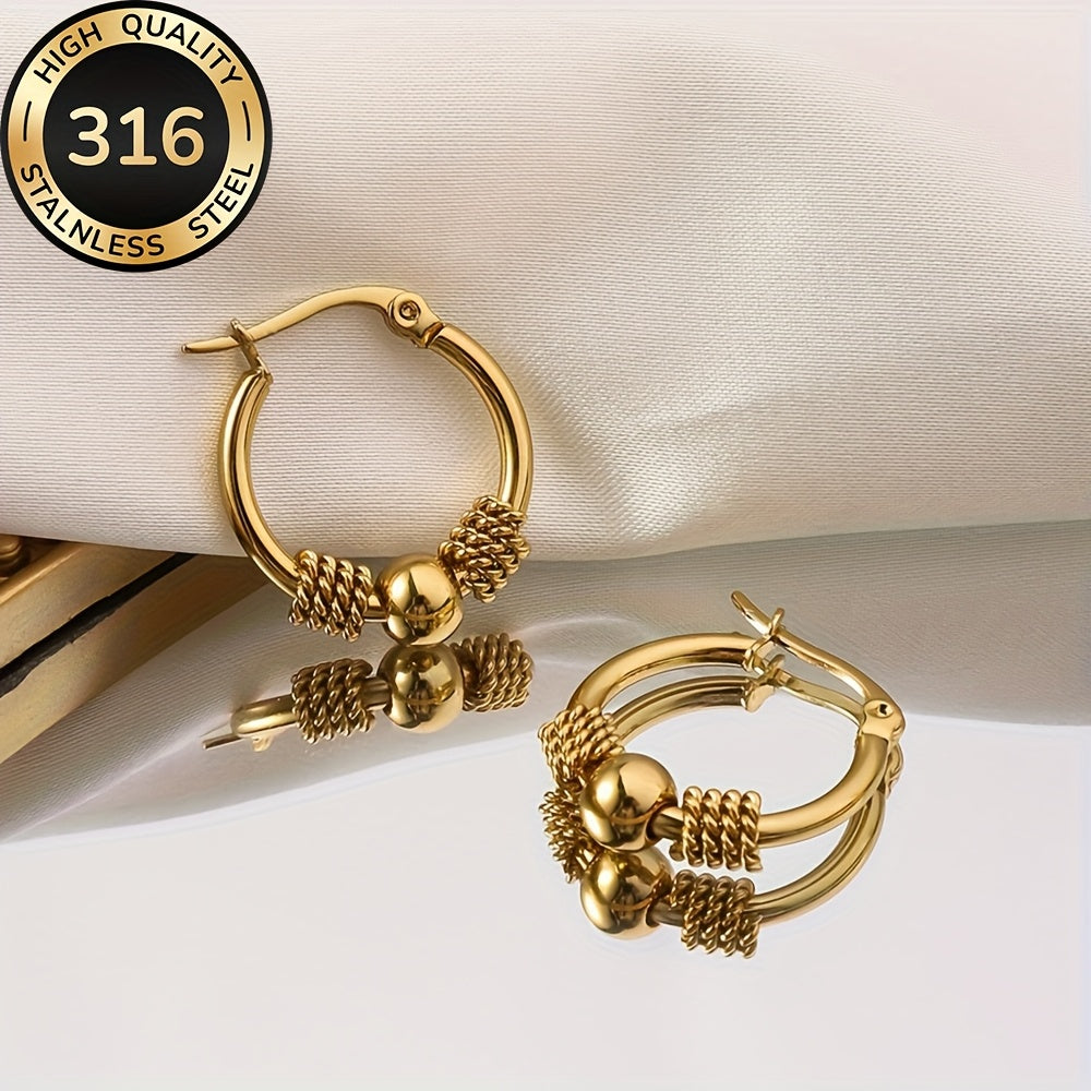 Twist Knot Gold Hoops – 316 Stainless Steel Elegant Everyday Earrings