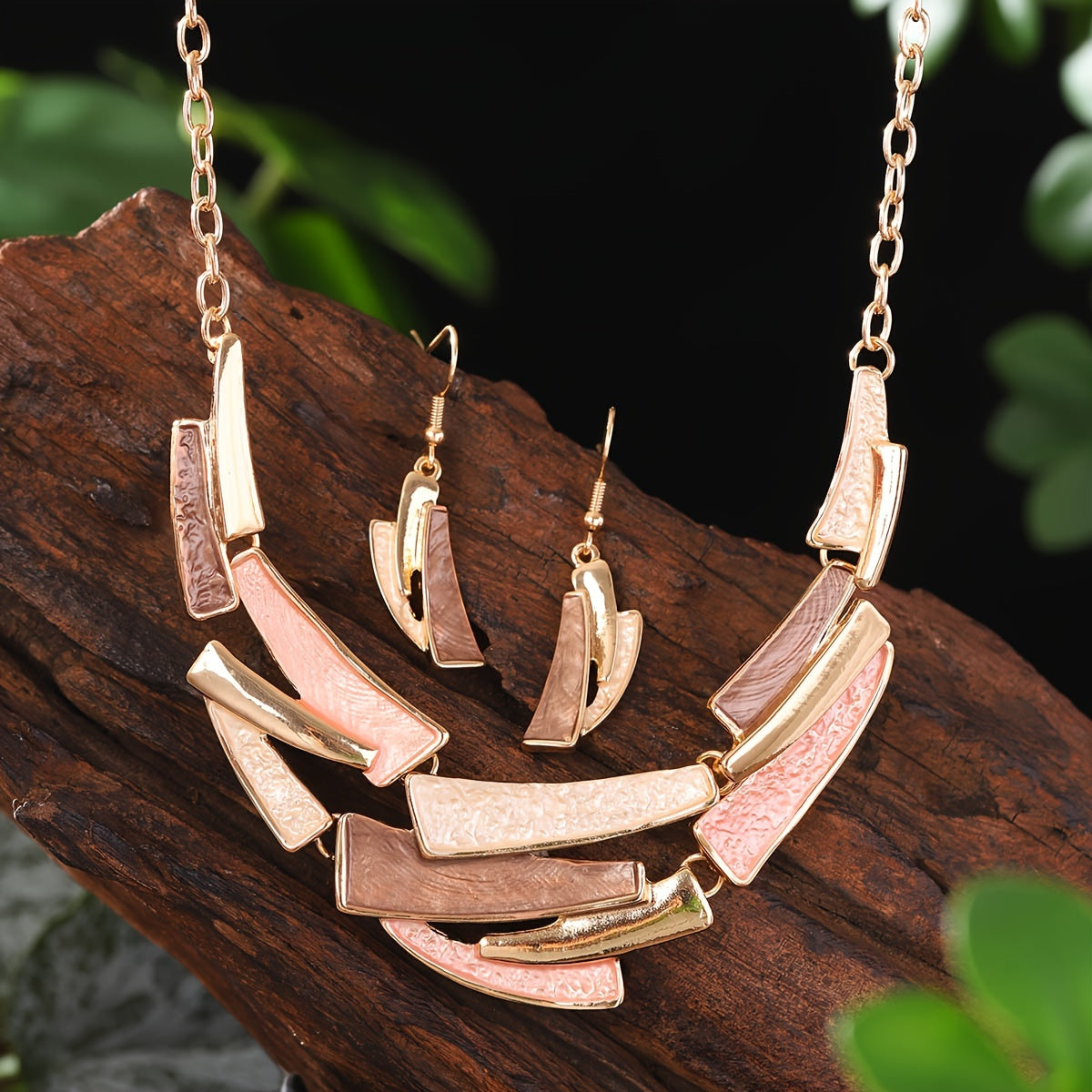 Golden Mosaic Statement Set – Designer Necklace & Earrings Set