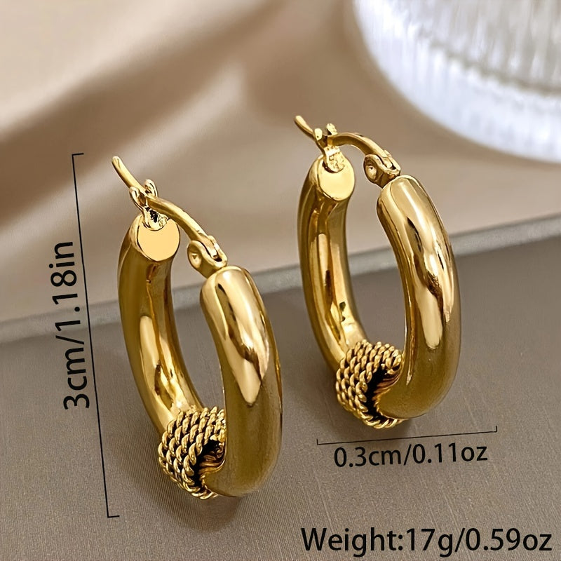 Golden Curve Rope Hoops – Luxe Bold Gold-Plated Statement Earrings