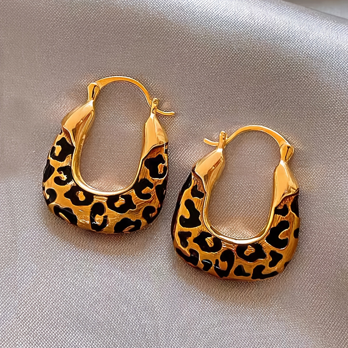 Wild Luxe Leopard Print Hoops – Bold Gold Enamel Statement Earrings