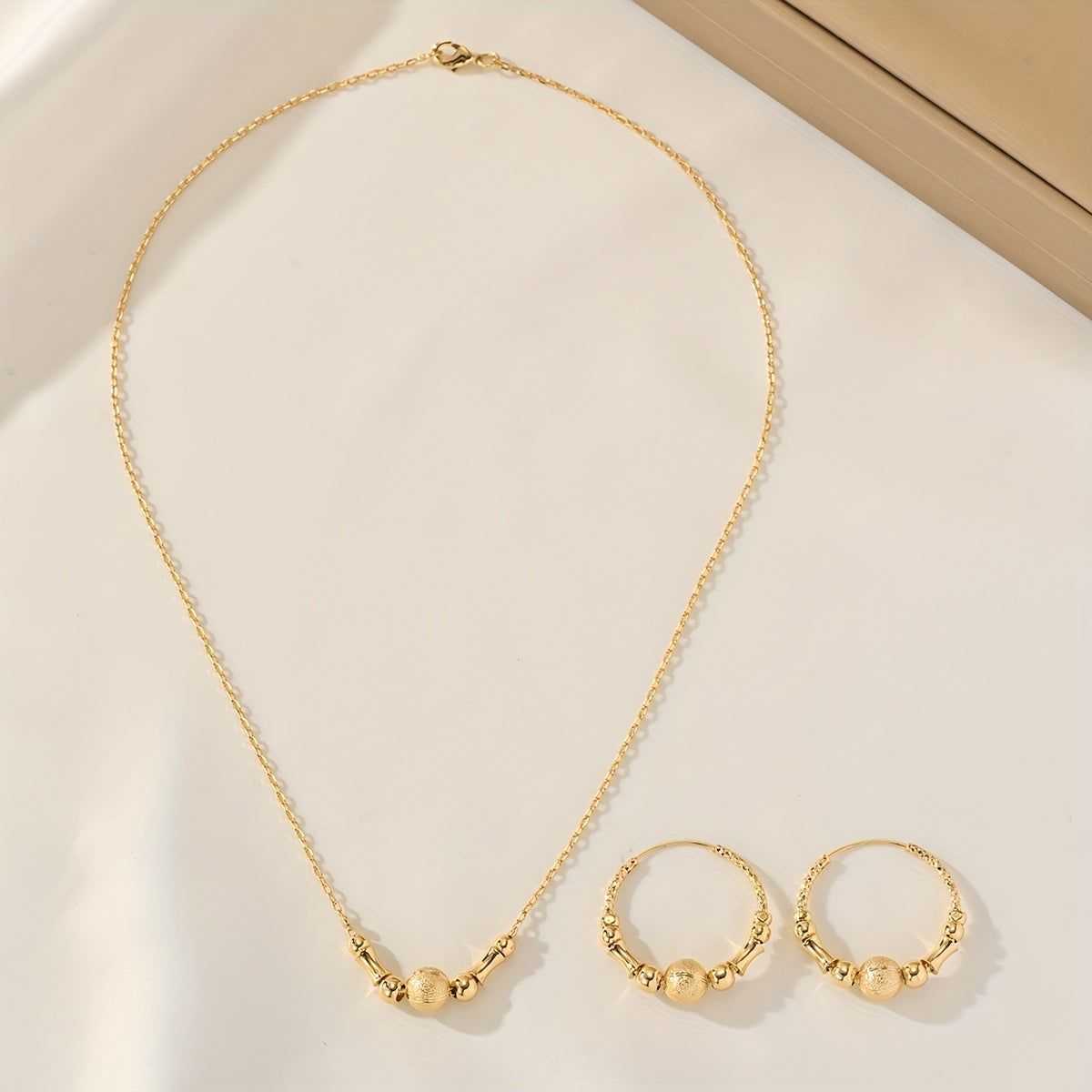 Golden Harmony Jewelry Set – Minimal Necklace & Hoop Earring Combo