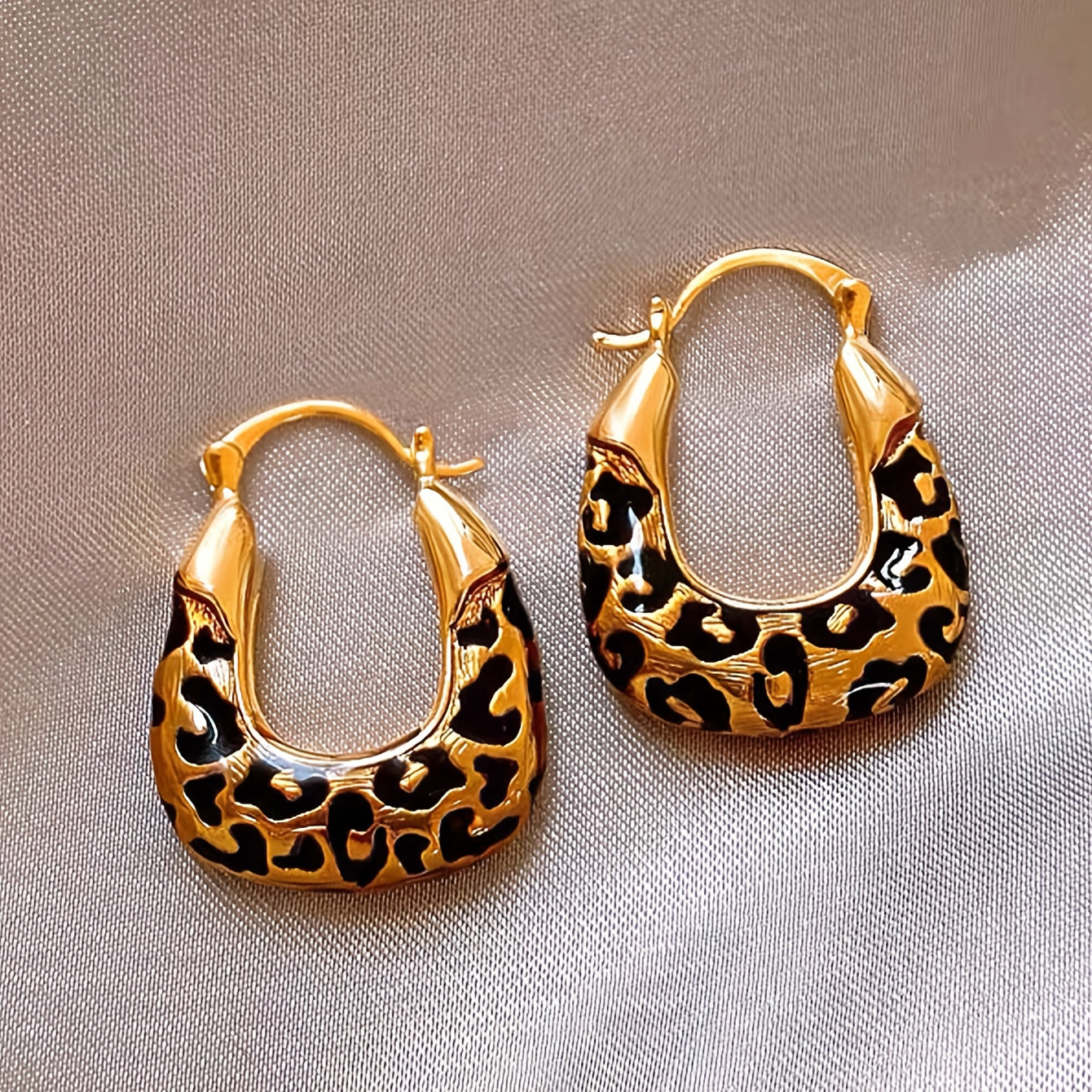 Wild Luxe Leopard Print Hoops – Bold Gold Enamel Statement Earrings