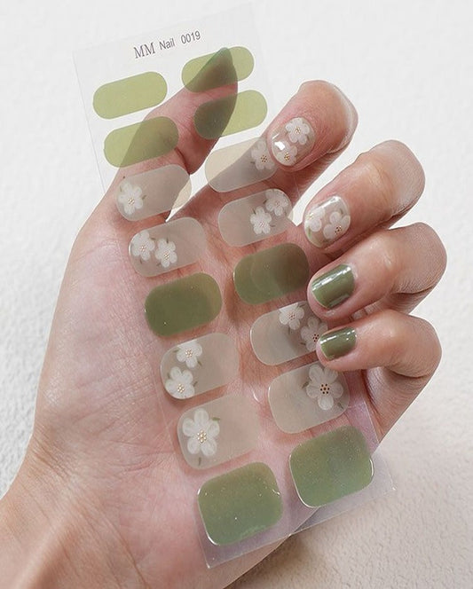Floral Green Nail Art Strips