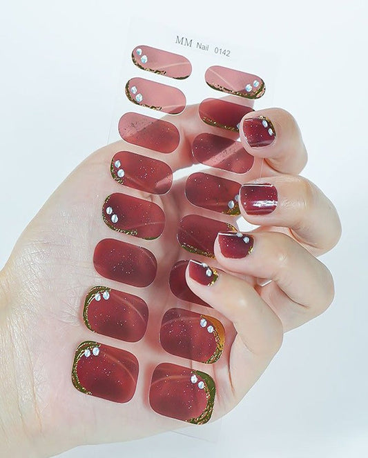 Dark Maroon Shimmer Nail Art Strips