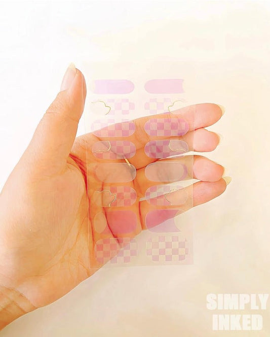 Purple Check Nail Art Strips