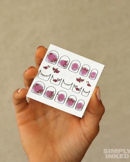 Minimalist Rosy Nail Art Sticker