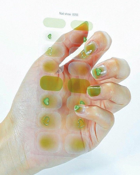 Green Heart Nail Art Strips