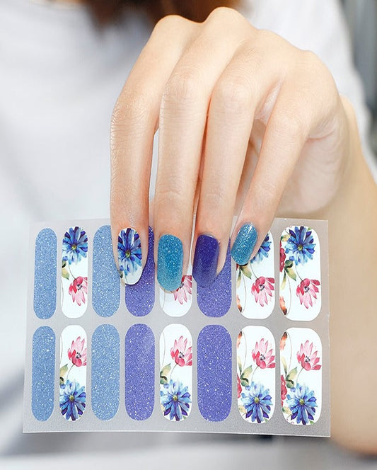 Shimmer Floral Bloom Nail Art Strips