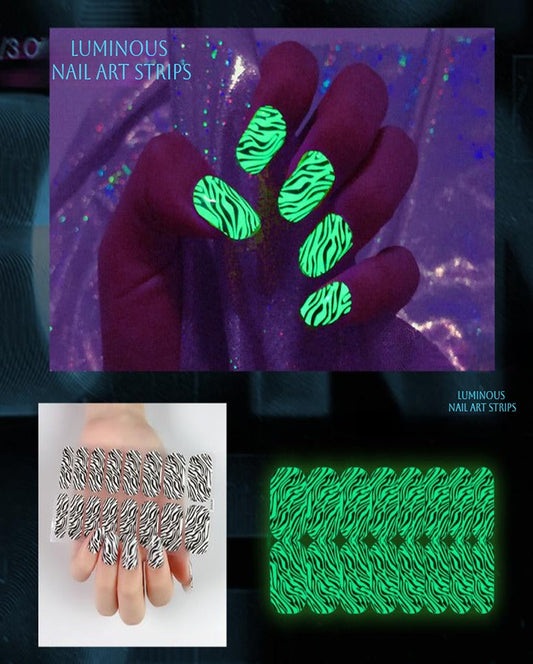 Glow In The Dark Zebra Print Nail Art Strips