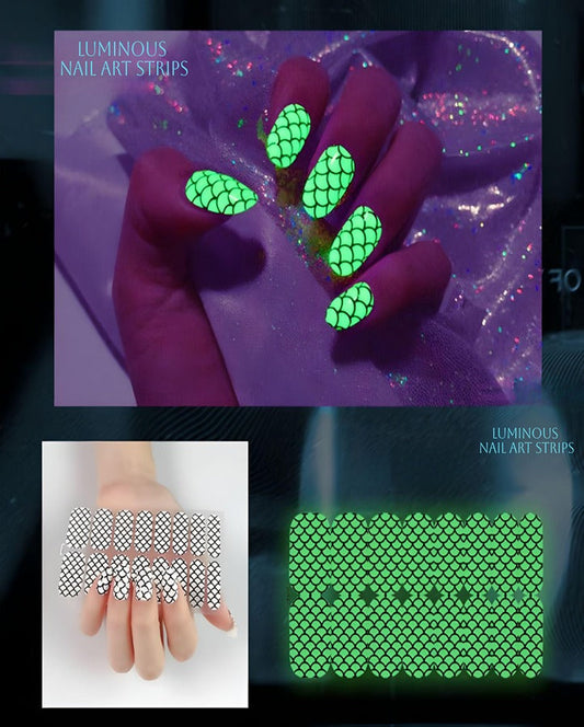 Glow In The Dark Fish Net Nail Art Strips