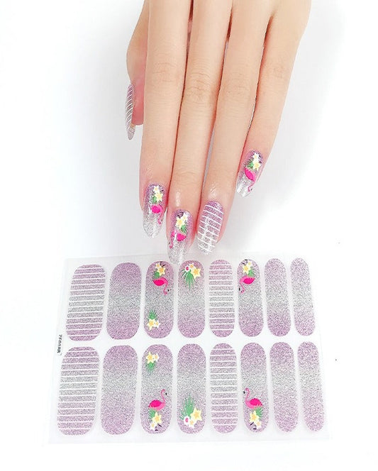 Shimmer Flamingo Love Nail Art Strips
