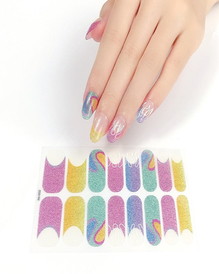 Multi-Color Shimmer Art Nail Strips