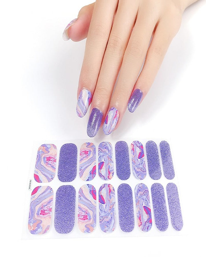 Purple Marble Nail Art Strips