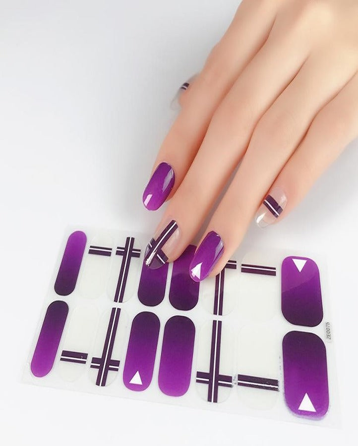 Glossy Purple Stripe Nail Art Strips