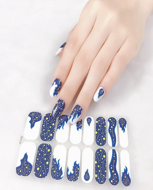 Artist Star White & Blue Nail Art Strips