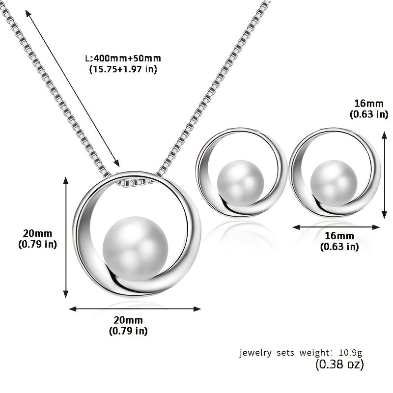 Silver Elegance Pearl Set – Classic Necklace & Earring Set