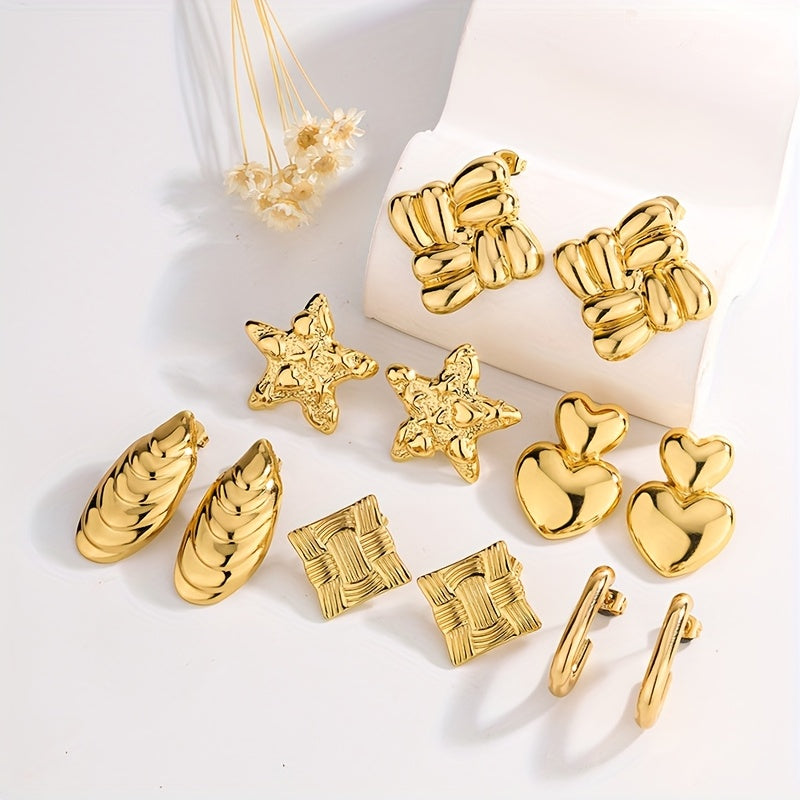 Golden Charm Statement Set – 6-in-1 Designer Earrings Collection