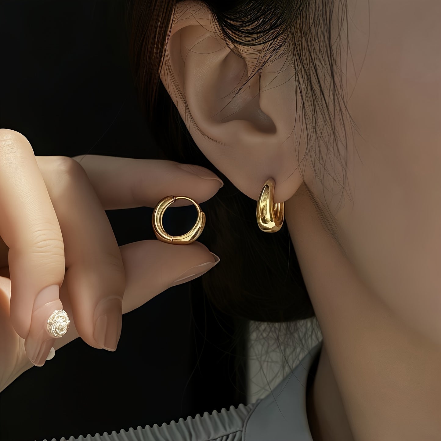 Golden Luxe Huggie Hoops –  Tarnish-free, Stainless Steel Mini Bold Earrings